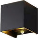 Lampada da parete a LED 2x3w up down quadrata nera 2700k + sensore - 5082077