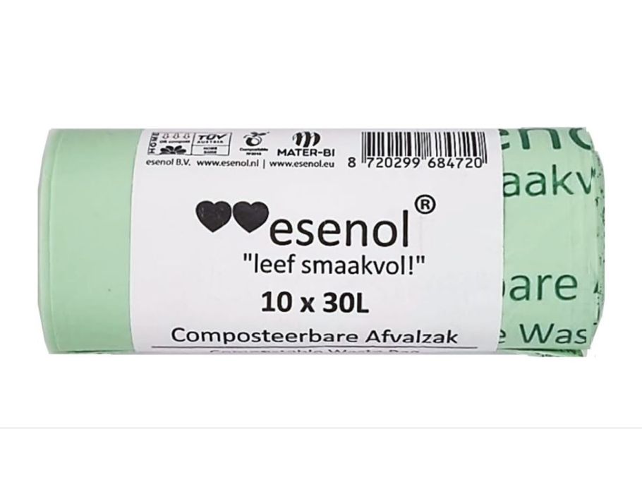 Bolsas de desechos compostables de Esenol en vivo 30 litros 1 rollo de 10.