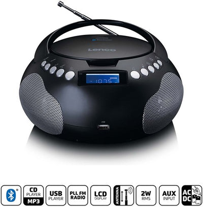 Lenco draagbare radio cd mp3 met usb en bluetooth zwart - scd-331bk