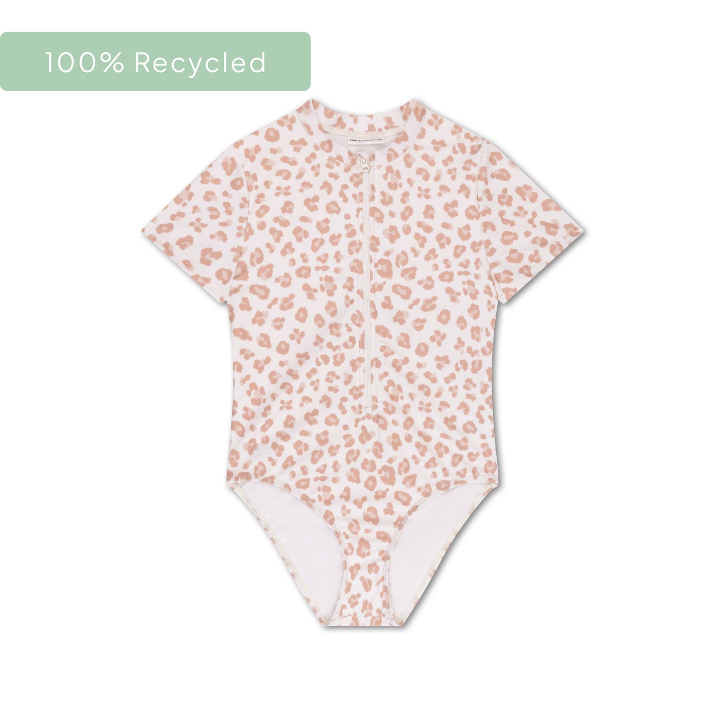 Leopardo | Traje de baño UV de chicas beige con mangas cortas
