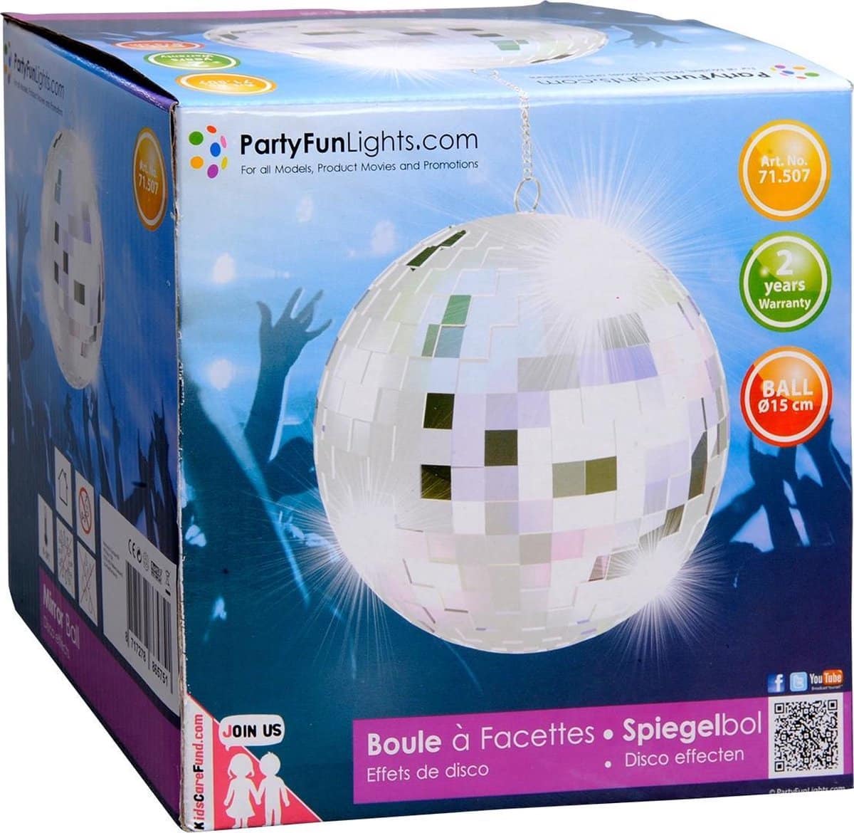Kotronic Party Fun Mirror Ball di 15 cm di dimensioni sulla catena