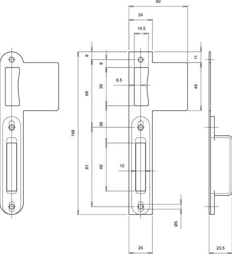 Lips 2422 cubeta con cierre vlr con placa frontal rectangular de acero inoxidable con labio extendido | kg** | Para cerraduras de seguridad serie 2400. - 10038260