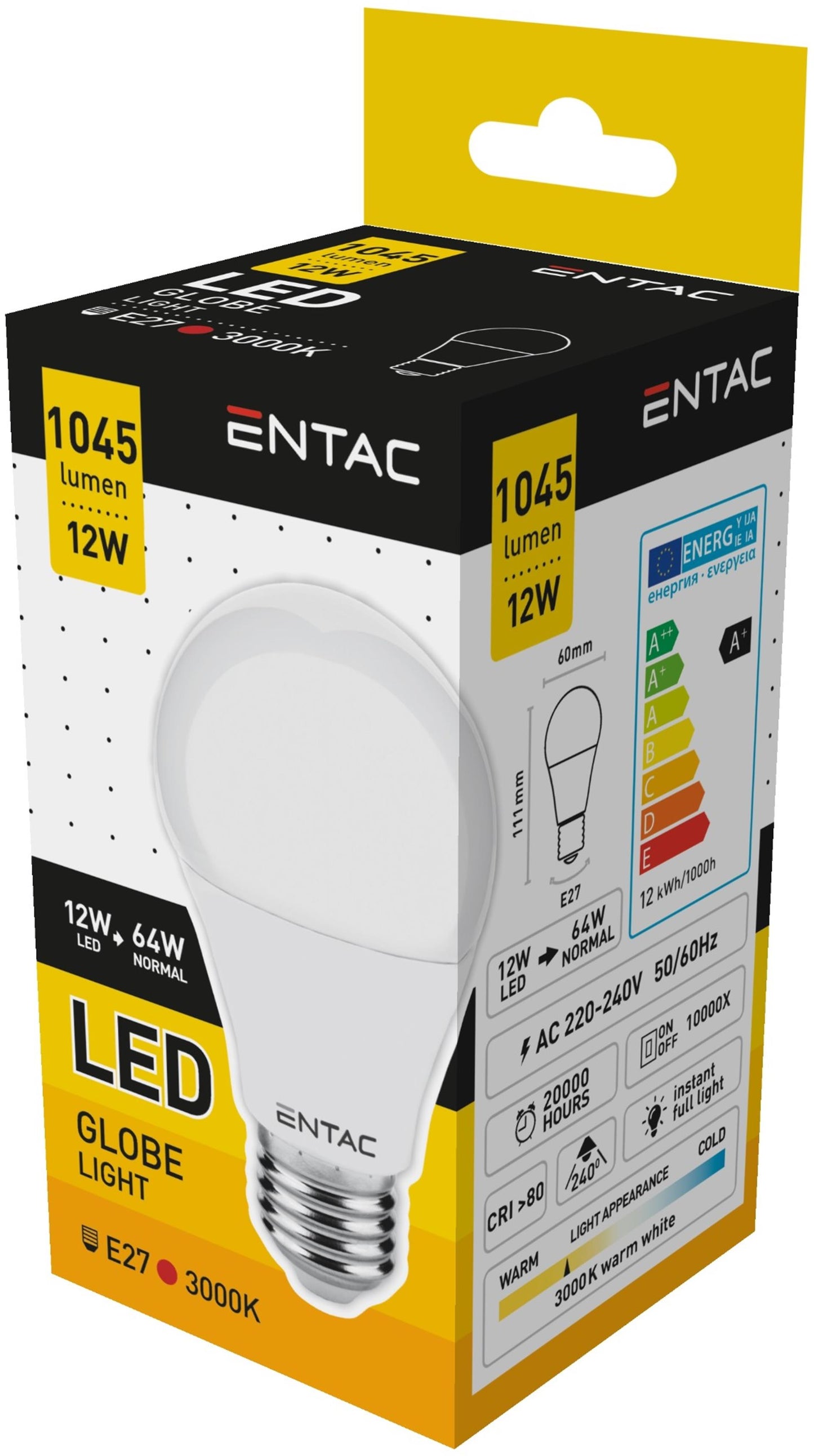 Avide entac lampade led e27 1045lm pera