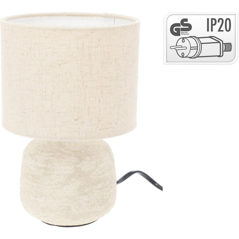 Lámpara de mesa Home Styling gres e14 dia14x22cm crema