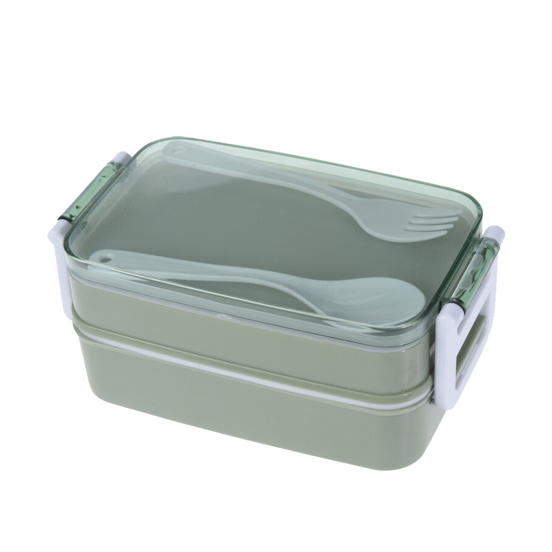 Portapranzo doppio strato con posate verde