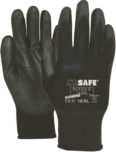 M-safe pu-flex werkhandschoen b 14-086 zwart, xxl - 11408611