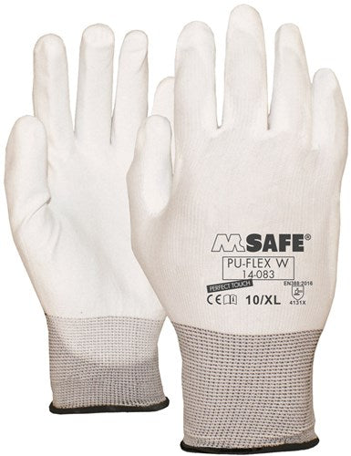 M-safe pu-flex werkhandschoen w 14-083 wit, xl - 11408310 - 11408310