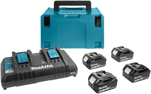 Makita accessoires 18v li-ion accu starterset 197626-8 (4x bl1850b 5.0ah) + duolader dc18rd in mbox - 197626-8