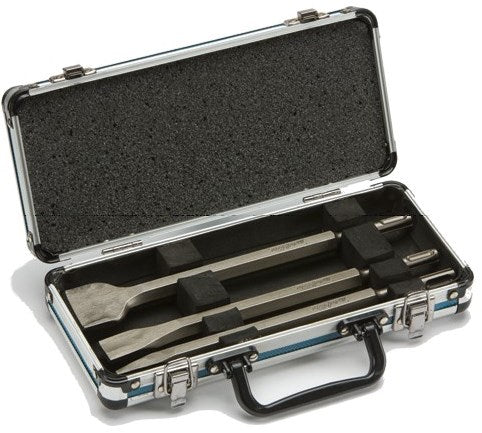 Makita accessories 3-piece SDS plus chisel set: point, flat and spade chisel in aluminum case D-42357 - D-42357