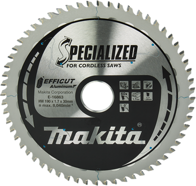 Accesorios Makita hoja de sierra circular y transversal aluminio | efficut 190x30(20)mm 60t 0g - e-16863 e-16863