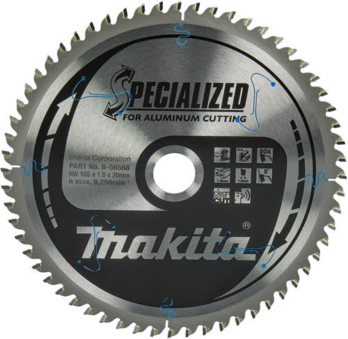 Makita accessoires makita afkortzaagblad voor aluminium | specialized | ø 165mm asgat 20mm 60t - b-56568