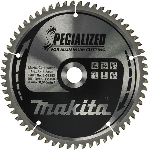 Accesorios Makita hoja de sierra transversal | aluminio | 190x20x2.0 60t -5g - b-33283