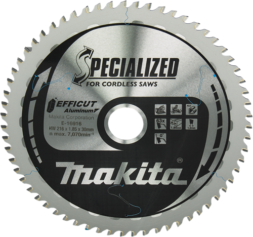 Accessori Makita lama per sega trasversale in alluminio | efficut 216x30mm 63t 0g - e-16916 - e-16916