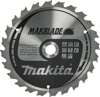 Accesorios Makita hoja de sierra transversal | madera | 190x20x2.2 24t 5g - b-32708