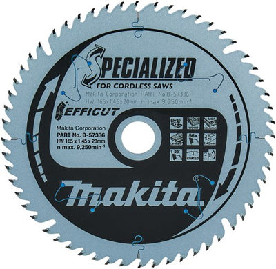 Makita accessories b-57336 circular saw blade wood efficut 165x20x1.45 56t 23g - b-57336