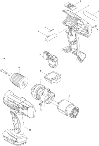 Makita accessoires behuizing voor bdf453 - 187363-2 - 187363-2