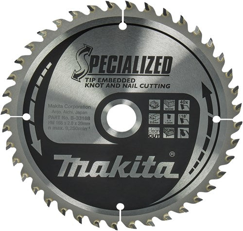 Accessori Makita lama sega circolare punta incorporata 165x20x2,0 40t 18g - b-09472