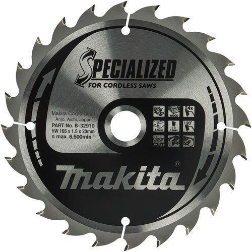 Accesorios makita hoja de sierra circular madera 165x20x1.5 24t 20g - b-32910