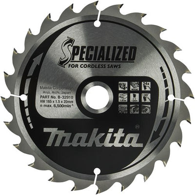 Accesorios makita hoja de sierra circular madera 165x20x1.5 24t 20g - b-32910