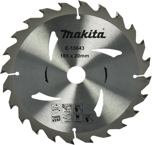 Accesorios Makita hoja de sierra circular para madera | 165x20x1.6 24t 18g - e-15643 - e-15643