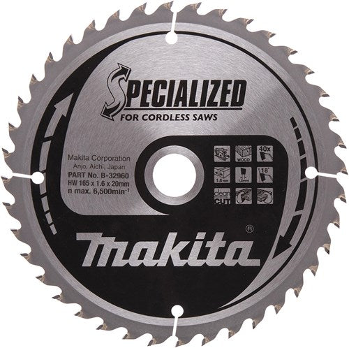 Makita accessories circular saw blade | wood | 165x20x1.6 40t 18g - b-32960