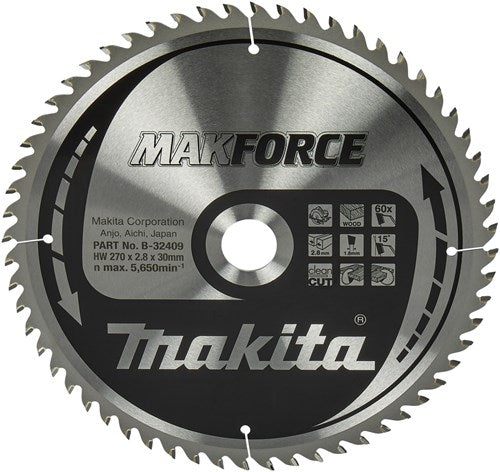 Accessori Makita lama sega circolare legno 270x30x2,8 60t 15g - b-32409