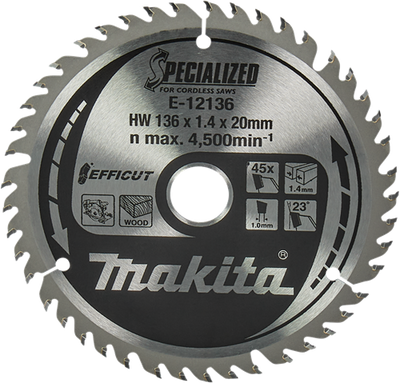 Accessori Makita lama per sega circolare legno | effetto 136x20x1,5 45t 23g - e-12136 - e-12136