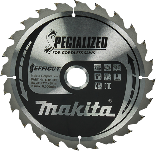 Accessori Makita lama per sega circolare legno | efficut 235x30x2,2 24t 20g - e-01915 - e-01915