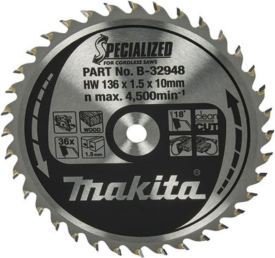 Accessori Makita lama sega circolare legno specializzata 136x10x1,5 36t 18g - b-32948