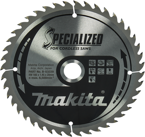 Accessori Makita lama per sega circolare legno | specializzato 165x20x1,45 44t 23g - b-53229 b-53229