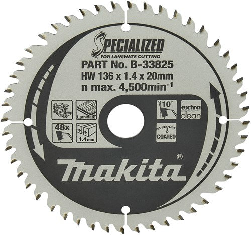Makita accessoires makita cirkelzaagblad voor laminaat | specialized | ø 136mm asgat 20mm 48t - b-33825