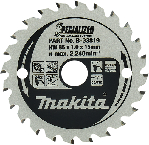 Makita accessories circular saw blade laminate | specialized 85x15x1.0 24t 7g - b-33819 b-33819