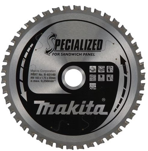 Accesorios Makita hoja de sierra circular | para paneles sándwich | 165x20x1,75mm | 42 dientes - b-63149 - b-63149