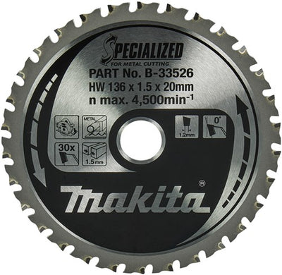 Accesorios makita hoja de sierra circular acero dulce especializada 136x20x1.5 30t - b-33526