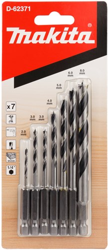Accessori Makita d-62371 set punte elicoidali per legno 7 pezzi 1 4'' - d-62371