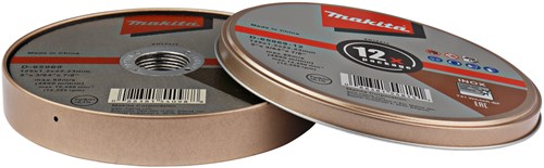 Accesorios Makita d-65969-12 | disco de corte acero inoxidable | 12 piezas en lata | 125x22,23x1,2mm - d-65969-12