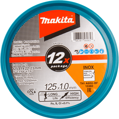 Accesorios Makita disco de corte acero inoxidable 125 mm - e-03040-12