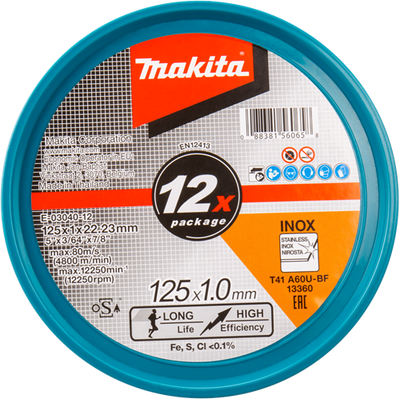 Accesorios Makita disco de corte acero inoxidable 125 mm - e-03040-12