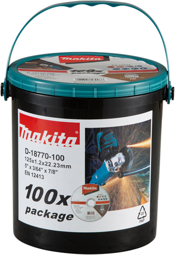 Disco da taglio accessori Makita acciaio inox 125x22,23x1,2mm, 100 pezzi - d-18770-100