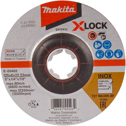 Makita accessoires e-00402 | afbraamschijf | x-lock | 125x6,0x22,23mm rvs - e-00402