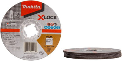 Accesorios Makita e-00418 | disco de corte | bloqueo x | 125x1,2x22,23mm | acero inoxidable | 10 piezas - e-00418