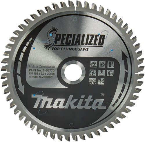 Accessori Makita lama per sega ad immersione | alluminio | 165x20x2 56t - b-56770