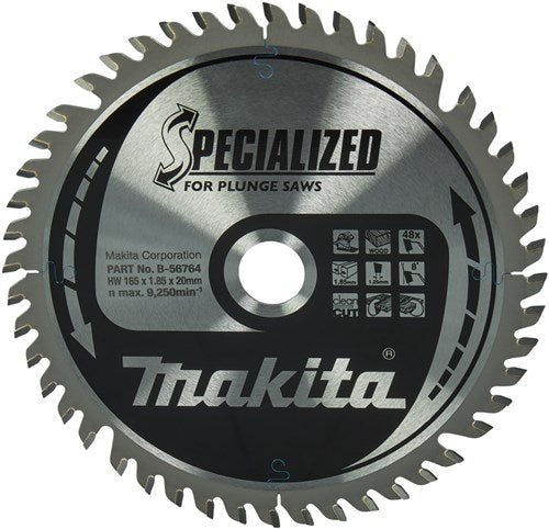 Accessori Makita lama per sega ad immersione | legno | 165x20x1,85 48t - b-56764