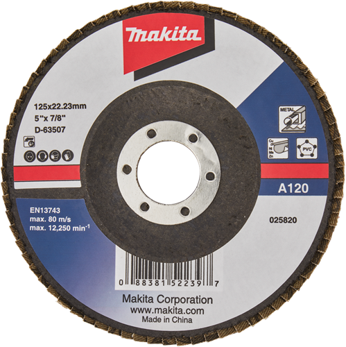 Makita accessories flap sanding disc 125mm a120 - d-63507 d-63507