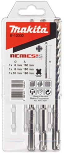 Accessori Makita p4s: trapano sds-plus set 3 pezzi - 6 8 10x160 mm - b-12332