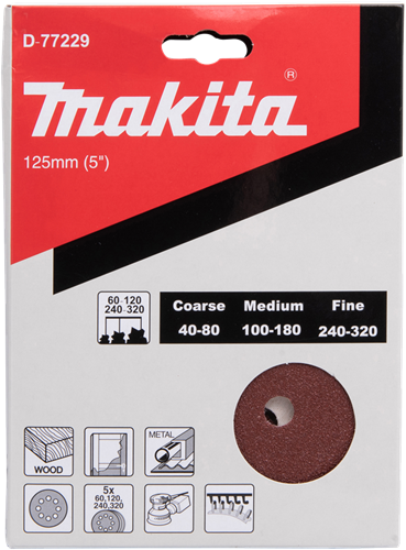 Accessori Makita disco abrasivo 125mm velcro rosso - d-77229 - d-77229