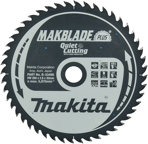 Accesorios Makita hoja de sierra de mesa | madera | qc 260x30x2.8 48t 20g - b-33495