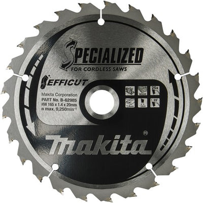 Accesorios Makita paquete doble hoja de sierra circular para madera | efficut 165x20x1.4 25t 23g - b-62985-2