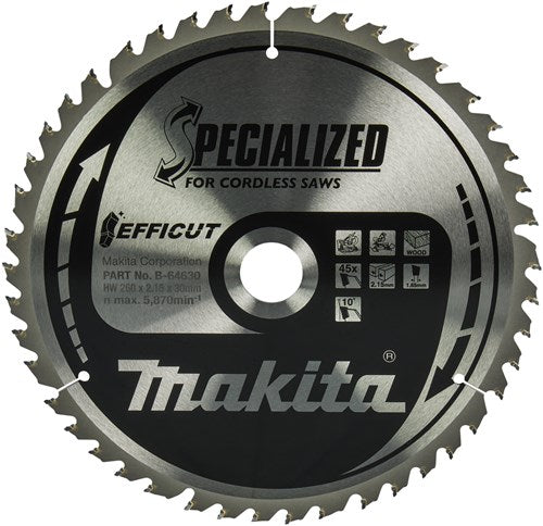 Makita accessoires makita afkortzaagblad voor hout | efficut | ø 260mm asgat 30mm 45t - b-64630