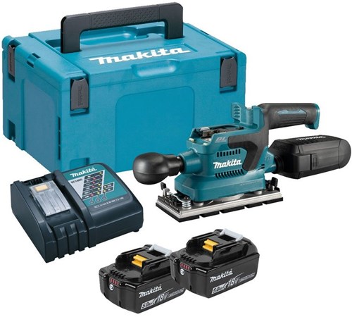 Makita dbo380rtj | lijadora orbital inalámbrica | 18v | iones de litio | 2 baterías de 5,0 ah + cargador rápido | en mbox-dbo380rtj